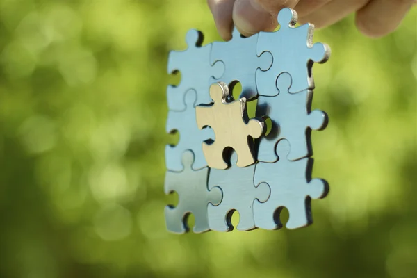 Puzzle piece link business — Stock Photo, Image