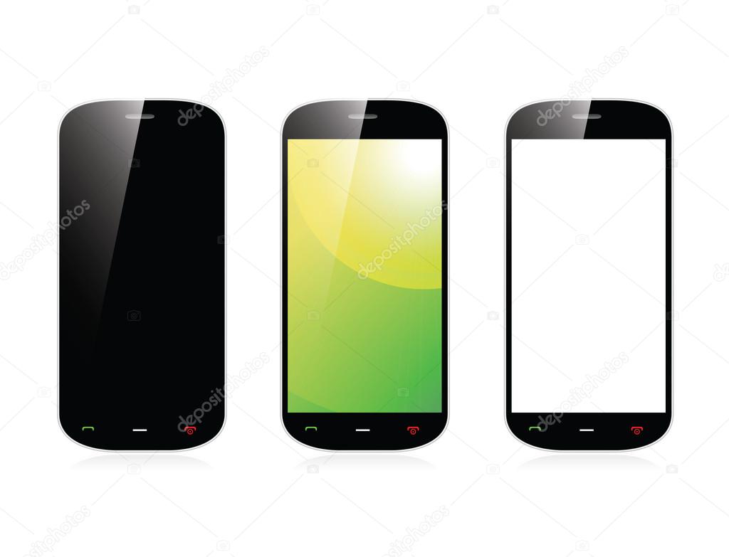 Isolated smartphone with three display variables vector eps10