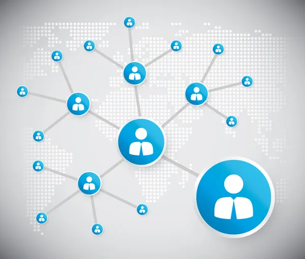 Mundo mapa infográfico de conexión con el icono de empresario — Archivo Imágenes Vectoriales