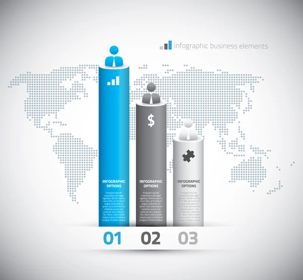 Infographic zakelijke grafiek met opties en kaart van de wereld — Stockvector