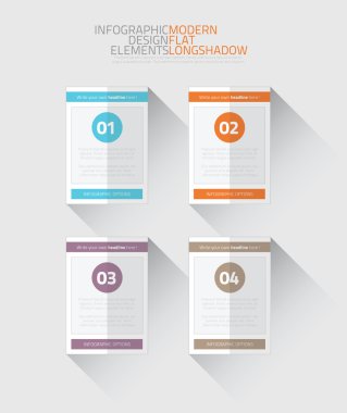 düz Infographic seçeneği elemanları uzun gölge vektör
