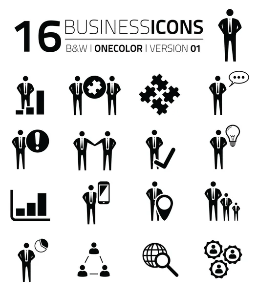 Business icon set isolated on white vector eps10 silhouettes — Stock Vector