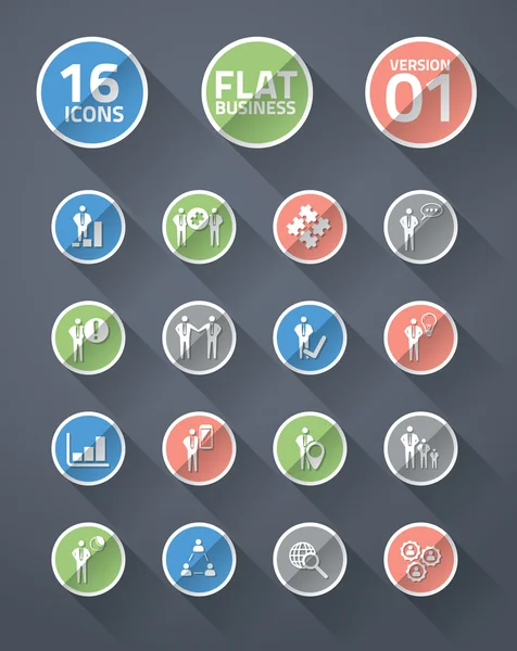 Iconos de negocios planos modernos con vectores de sombras largas — Archivo Imágenes Vectoriales