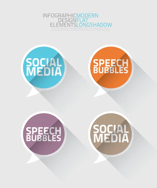Social media speech bubbles long shadow vector — Stock Vector