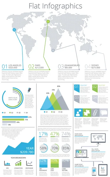 Gran conjunto de elementos de infografía plana ilustración vectorial — Vector de stock