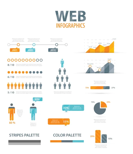 Grande set di elementi web di illustrazione vettoriale infografica — Vettoriale Stock