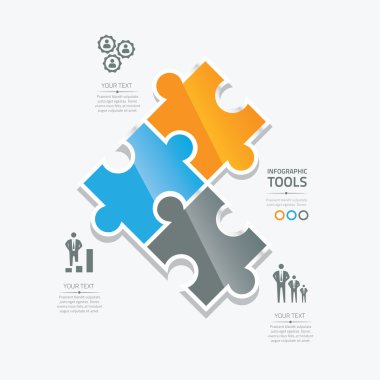 Business puzzle pieces infographic option tools vector