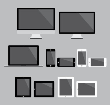 Big set of flat modern electronic devices vector illustration