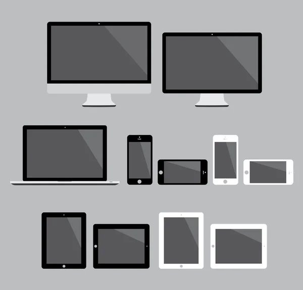Gran conjunto de dispositivos electrónicos modernos planos ilustración vectorial — Vector de stock