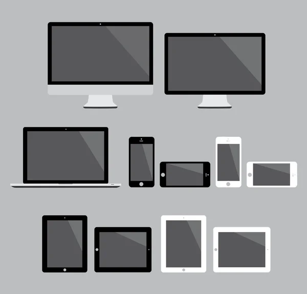 Grote reeks van platte moderne elektronische apparaten vectorillustratie — Stockvector