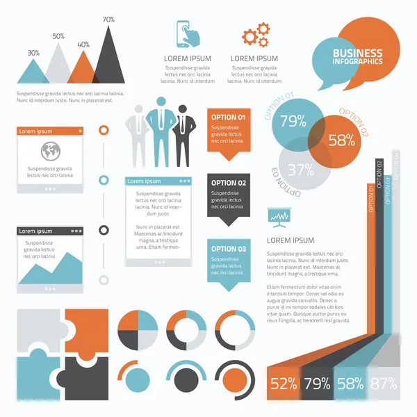 Conjunto de elementos infográficos de negocio retro vector - Ilustración — Vector de stock