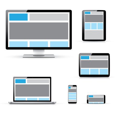 Modern yanıt veren bilgisayar, dizüstü bilgisayar, tablet ve smartphone vektörel çizimler