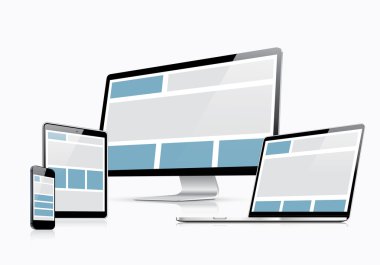 Responsive web design vector template with laptop, tablet, smartphone and computer clipart