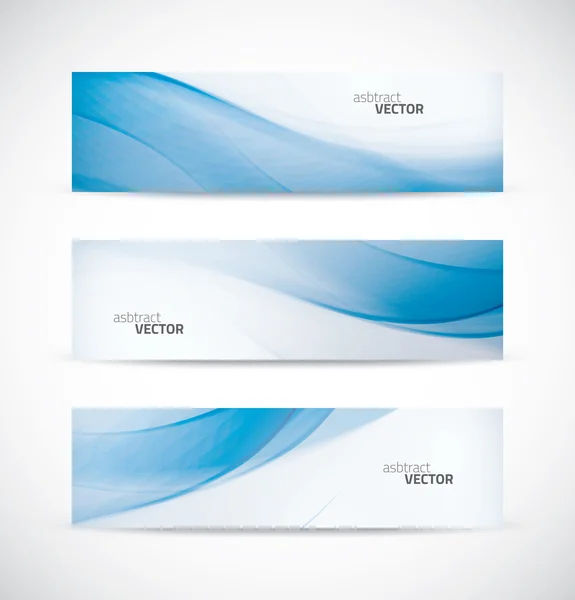 Tiga panji gelombang biru abstrak header latar belakang vektor eps10 - Stok Vektor