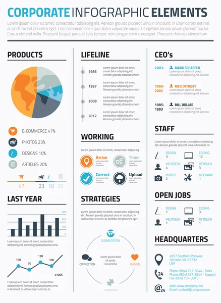 Corporate infographic elements template vector — Stock Vector