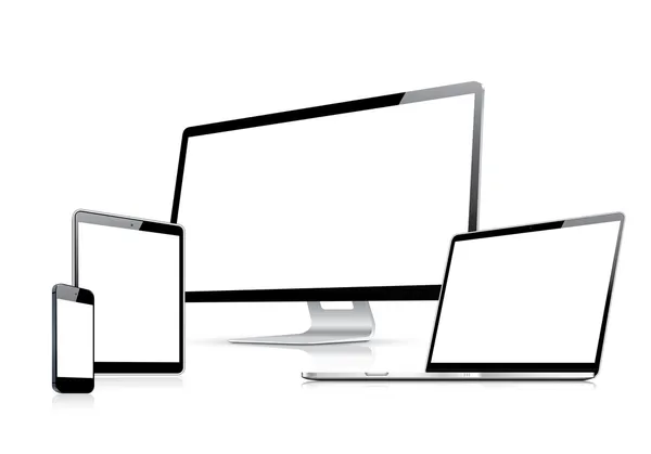 modern web tasarım vektör şablonu ile laptop, akıllı telefon, tablet bilgisayar üzerinde beyaz izole