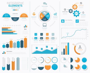 Big infographic vector elements collection to display data