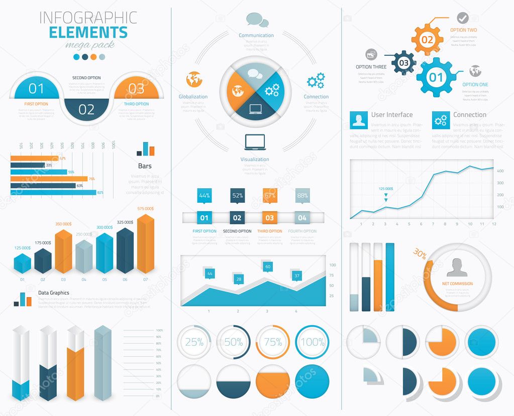 Big infographic vector elements collection to display data