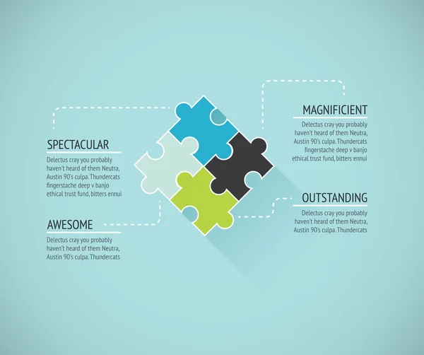 Puzzel stuk platte infographics business concept vector — Stockvector