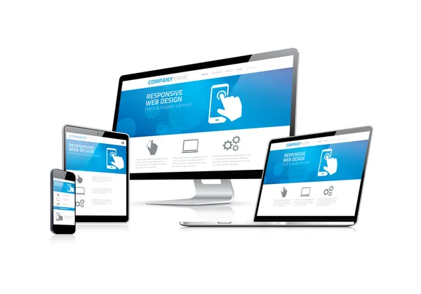 Webbplats kodning utveckling med responsive web designkoncept — Stock vektor