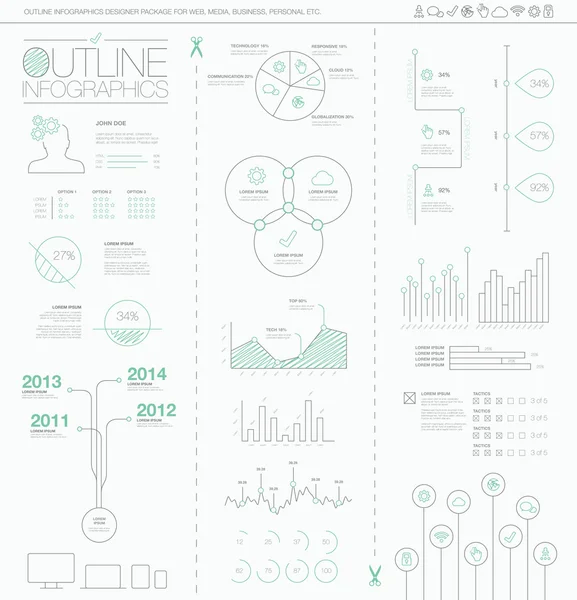 Outline infographics vector illustration. Artistic, creative and hand-drawn visualization. — Stock Vector