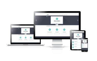 düz yanıt veren web tasarım geliştirme vektör gerçekçi cihazlarda