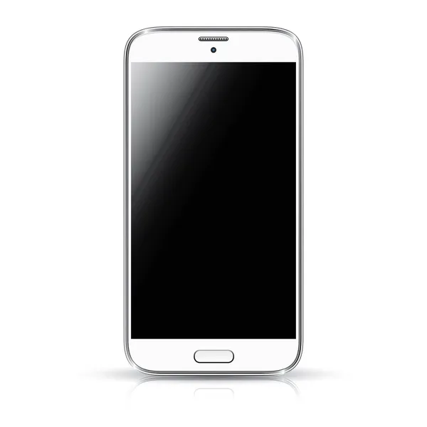 Witte smartphone realistische vector illustratie isolatie. moderne stijl mobiele telefoon. — Stockvector