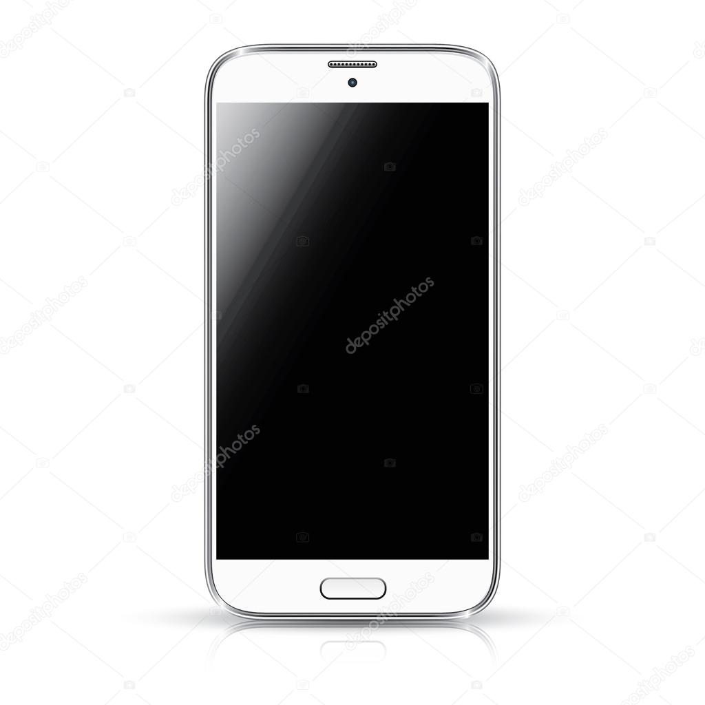White smartphone realistic vector illustration isolation. Modern style mobile phone.