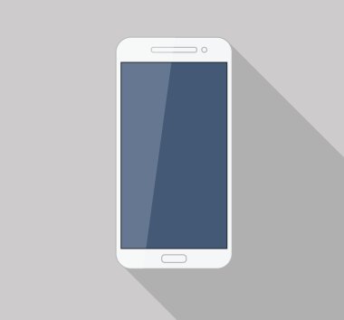 plat witte mobiele telefoon moderne stijlvolle lange schaduw