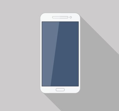 Flat white mobile phone modern stylish long shadow clipart