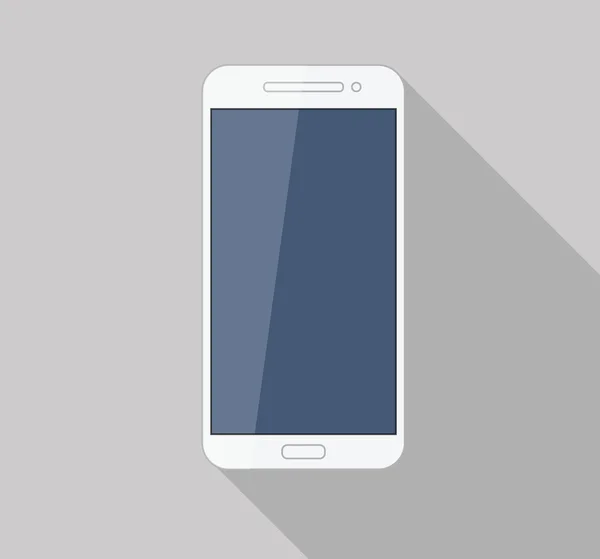 Telefone celular branco plano moderno elegante sombra longa — Vetor de Stock