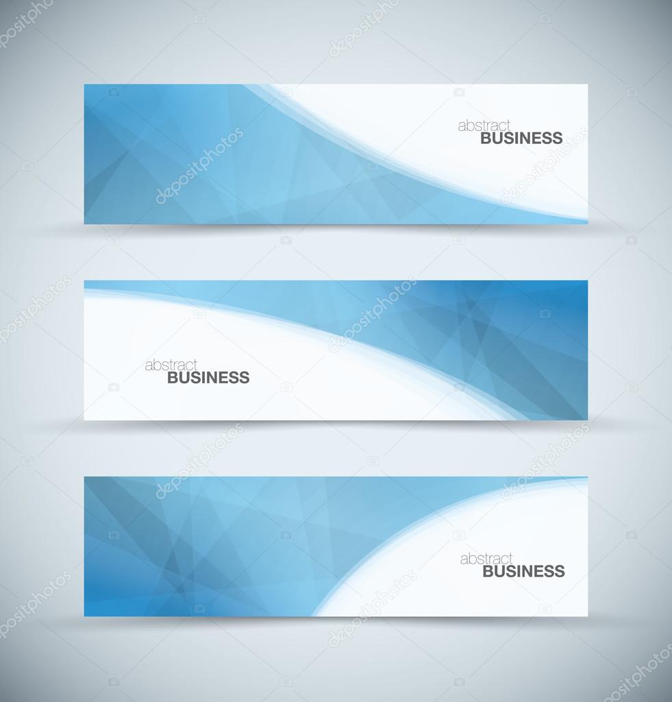 Three abstract blue business header banners vector