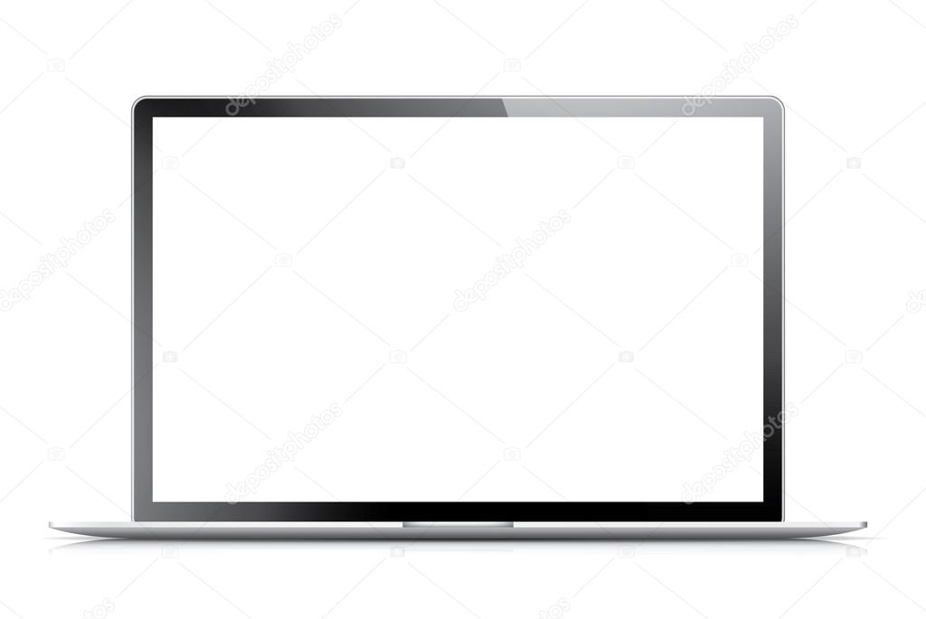 Isolated modern laptop with empty screen. Vector eps10 illustration.