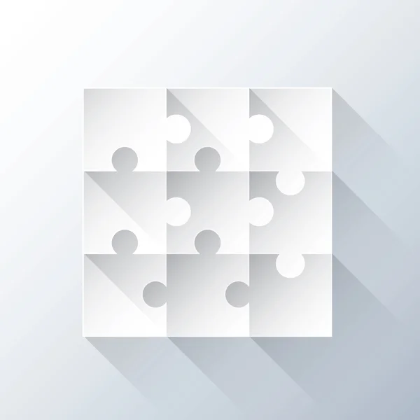 Puzzle cuadrícula de piezas con largas sombras. Ilustración de vector de concepto empresarial . — Vector de stock