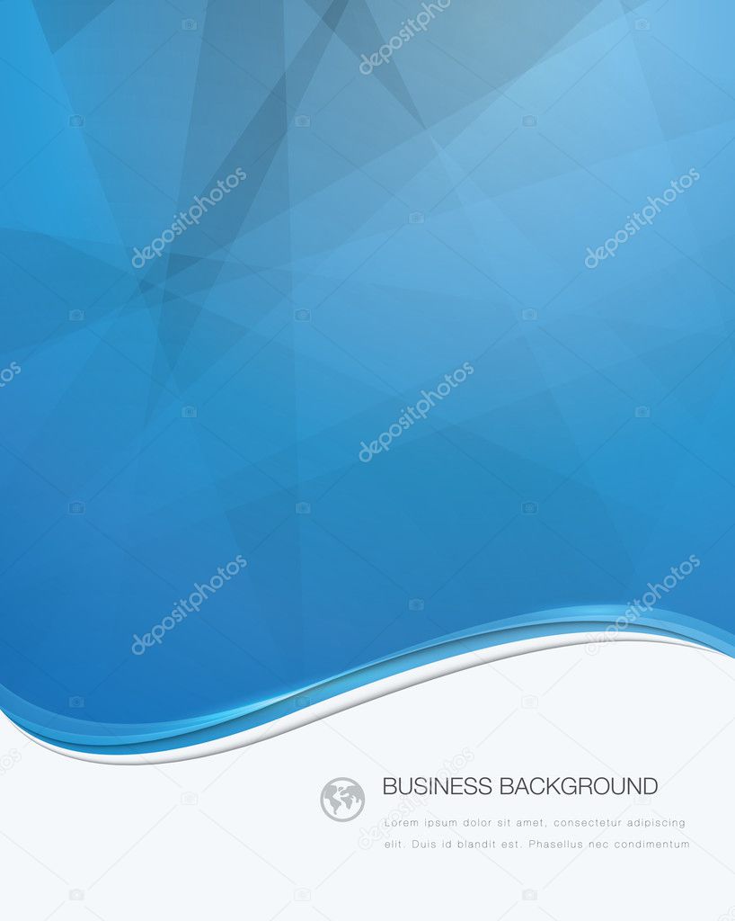 Blue vector wave business brochure template with white text area