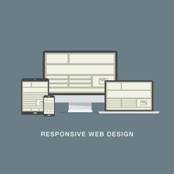 レスポンシブ web デザイン グリッドとフラット アイコン ベクトル — ストックベクタ