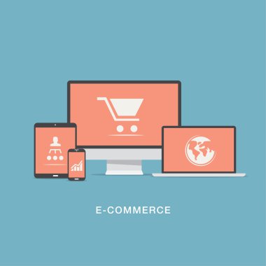 düz e-ticaret vektör ikonlar kavramı ayarla