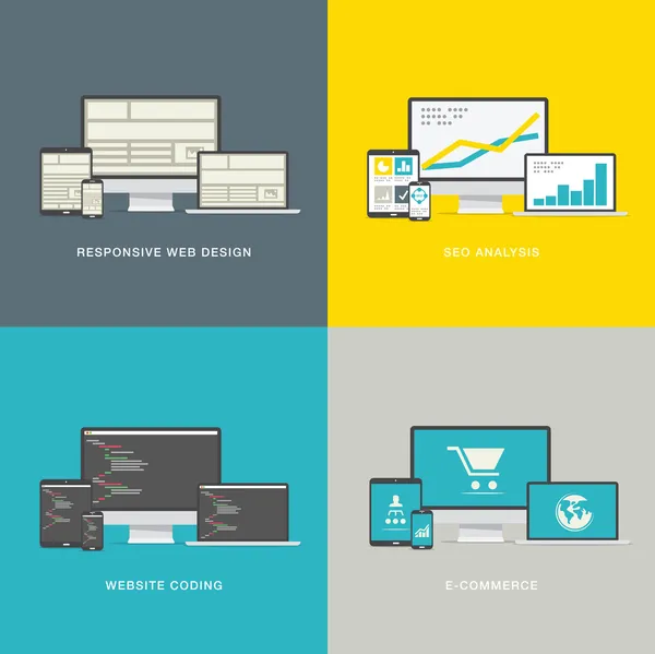 Website design concepts in modern awesome flat styles — Stock Vector