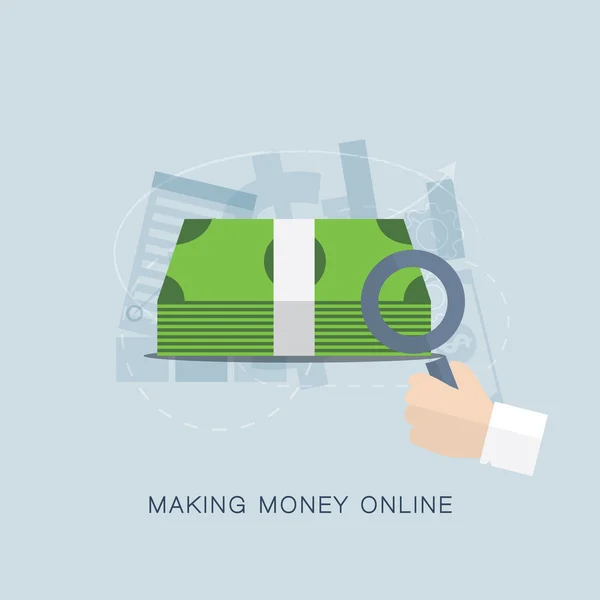 Maken van geld online platte vector concept — Stockvector