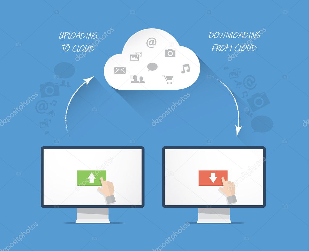Modern cloud storage business vector illustration concept