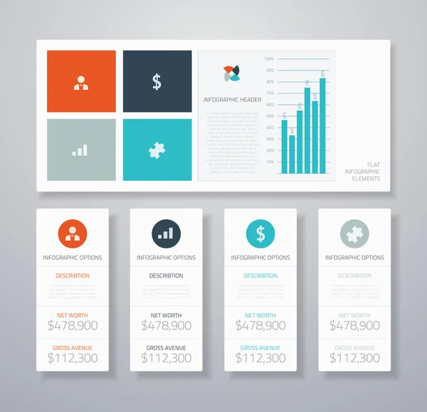 Infográfico plano ui elementos vetoriais — Vetor de Stock