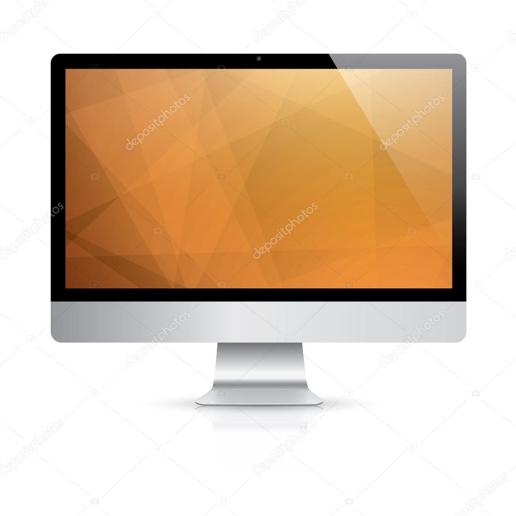 Computer display with modern vector background