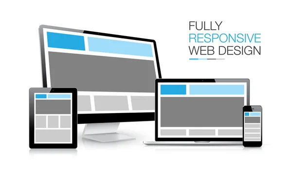 Illustrazione vettoriale dei dispositivi elettronici di progettazione web completamente reattiva — Vettoriale Stock