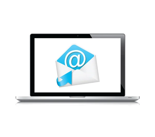 E-mailové vektorové ikony koncept s notebookem izolovaných na bílém pozadí — Stockový vektor