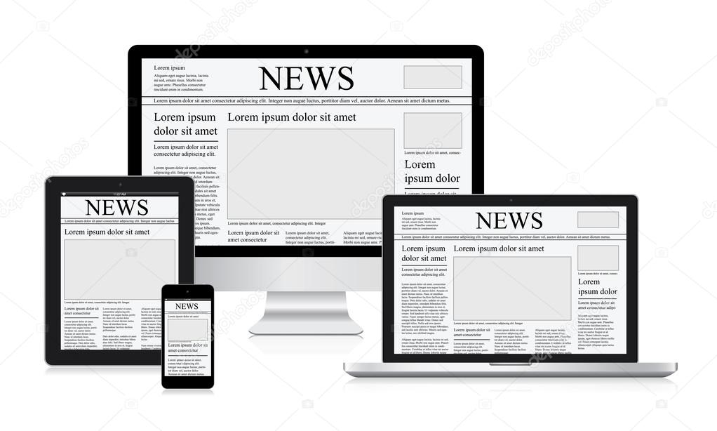 Online news vector illustration concept computer tablet newspaper