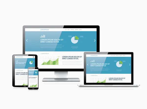 Platte moderne website analytics zoeken engine optimization en responsieve webdesign — Stockvector