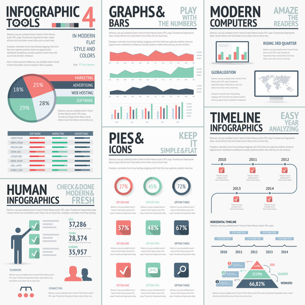 Big set of infographic elements red green vector EPS10