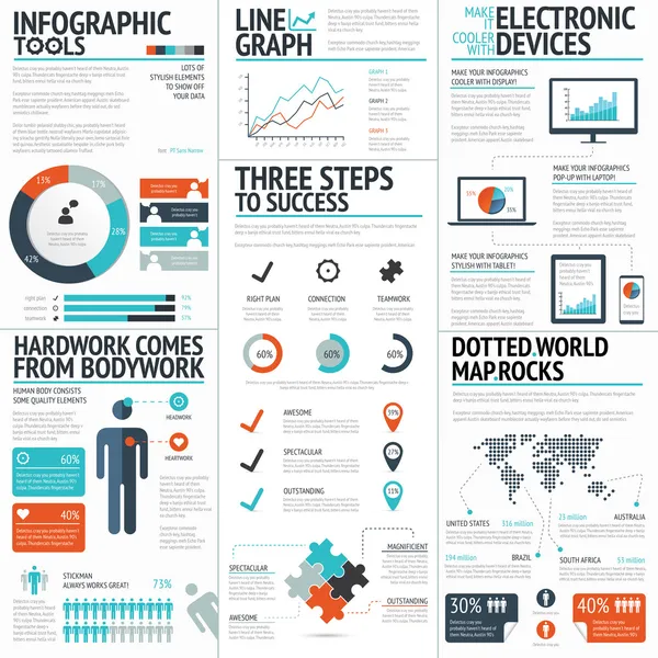 Gran conjunto colorido de elementos de negocio de infografía en formato vectorial — Vector de stock