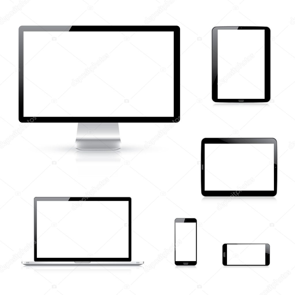 Modern electronic devices vector eps10 illustration isolation