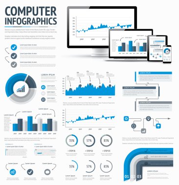Information technology statistics infographic elements template vector EPS10 illustration.